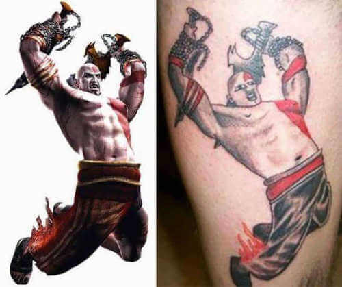 Espectacular tatuaje de Kratos
