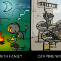 El acampar con amigos es muy diferente a