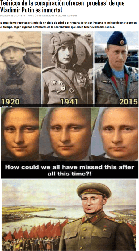La teoria de que Vladimir Putin es Inmortal