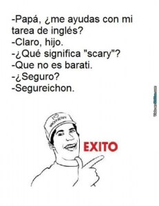Cuando tu padre te ayuda con la tarea de Ingles
