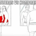 Mujeres vs hombres en un espejo