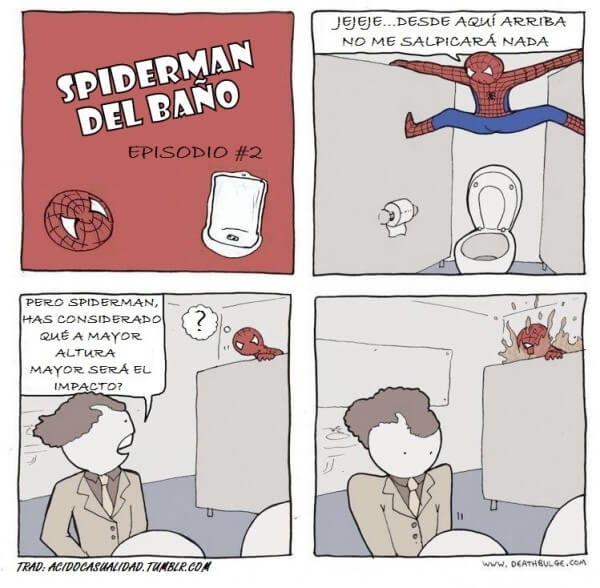 Spiderman en el baño