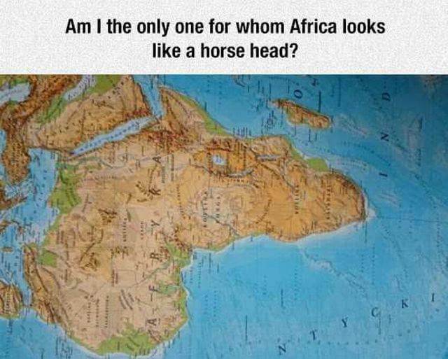 Hemos notado que Africa parece la cabeza de un caballo