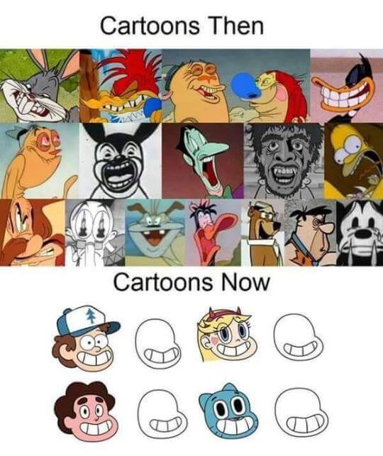 Caricaturas de antes vs las actuales