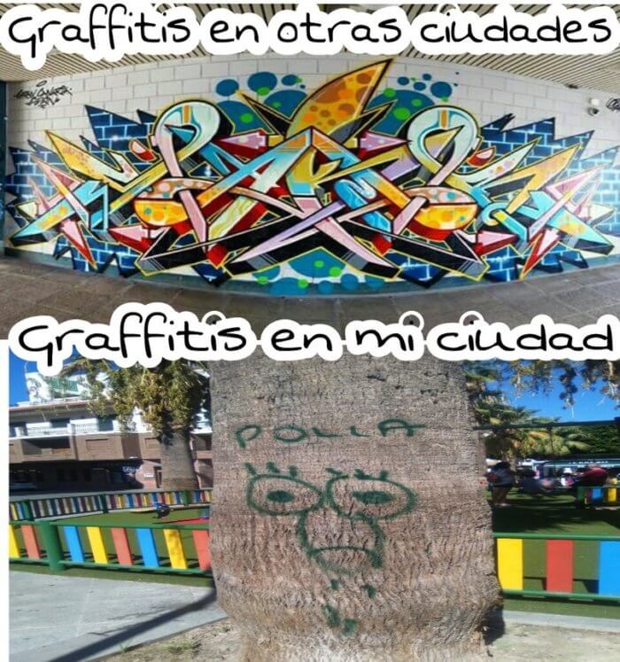 Graffitis en otras ciudades vs la mia